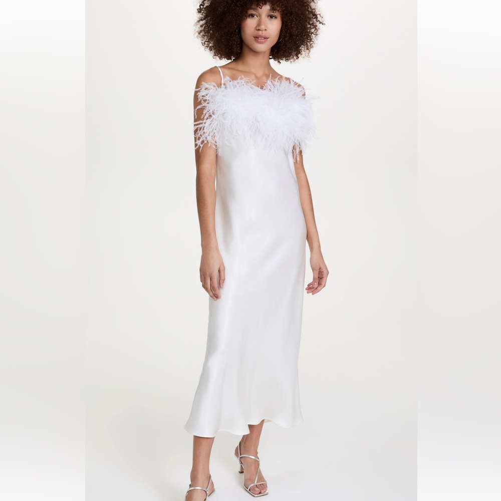 Sleeper Boheme Slip Dress with Feathers